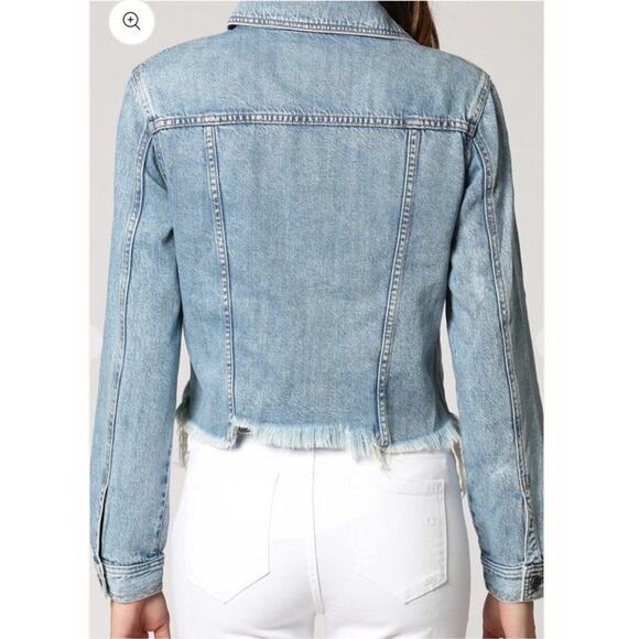 HIDDEN Women’s XS Denim Jacket Light Wash Distressed Raw Hem Size Small Cropped - Picture 3 of 12
